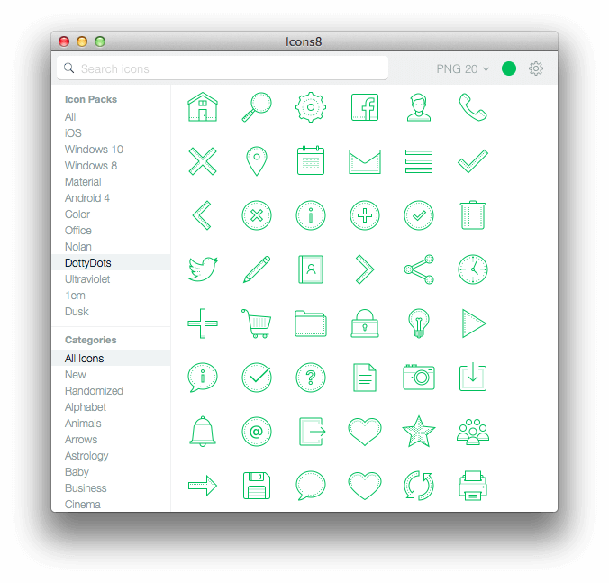 Icons8 app for mac shortcut